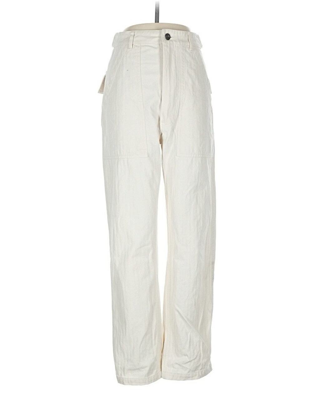 P&CO White Utility Cotton Straight Leg Pants UK 8 US 4